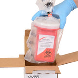 Sharps Recovery System™ Mailback Sharps Container Red Base 4-1/2 L X 4-1/2 W X 7 H Inch Vertical Entry 0.25 Gallon (639110_EA) 1/EA