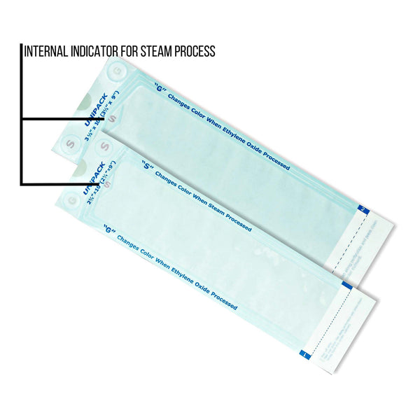 UniPack Sterilization Pouch Ethylene Oxide (EO) Gas / Steam 10 X 15 Inch Transparent Blue / White Self Seal Paper / Film (1254815_BX) 200/BX