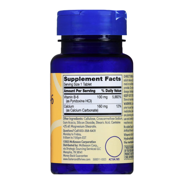 Foster & Thrive™ Vitamin Supplement Vitamin B6 100 mg Strength Tablet 100 per Bottle (1238899_BT) 1/BT