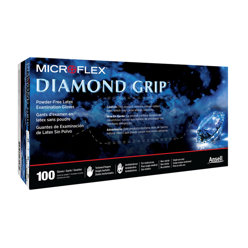 Diamond Grip™ Exam Glove Large NonSterile Latex Standard Cuff Length Textured Fingertips White Not Rated (307871_BX) 100/BX