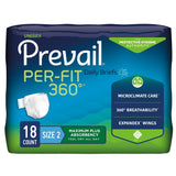 Prevail® Per-Fit 360°™ Unisex Adult Incontinence Brief Size 2 Disposable Heavy Absorbency (1227003_CS) 72/CS