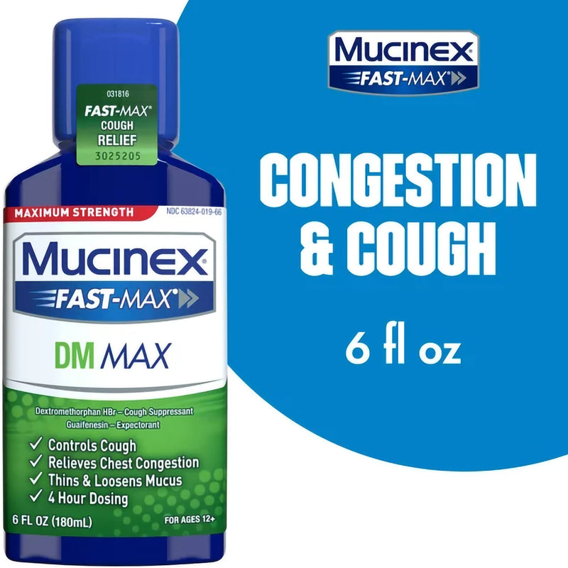 Mucinex® Fast-Max™ DM Max Cold and Cough Relief 400 mg - 20 mg / 20 mL Strength Liquid 6 oz. (830949_EA) 1/EA