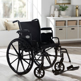 McKesson Lightweight Wheelchair Dual Axle Desk Length Arm Swing-Away Footrest Black Upholstery 20 Inch Seat Width Adult 300 lbs. Weight Capacity (1065286_EA) 1/EA