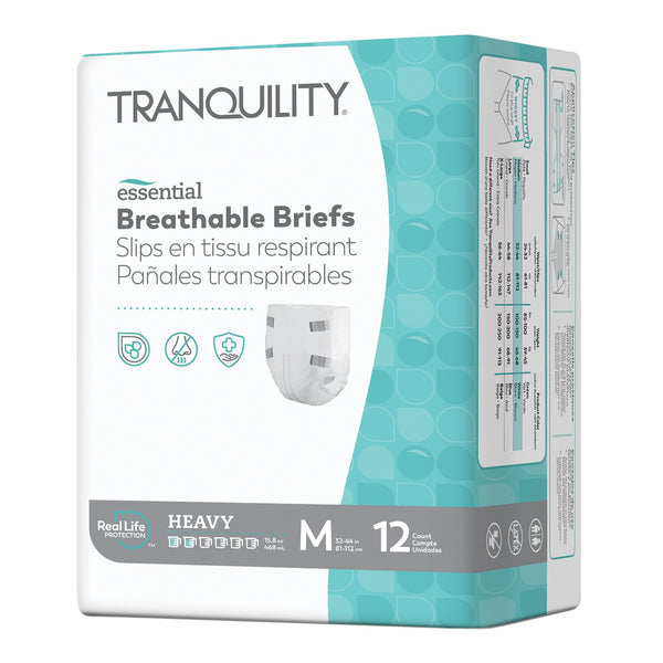 Tranquility® Essential Unisex Incontinence Brief Medium Disposable Heavy Absorbency (1188954_BG) 12/BG