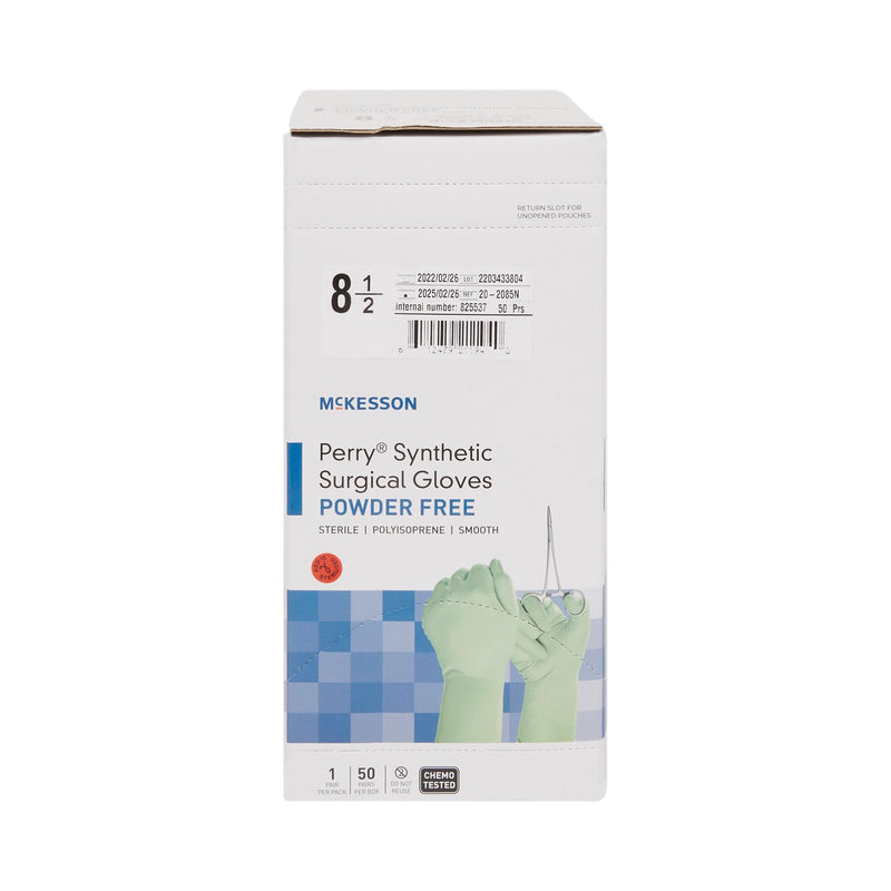 McKesson Perry® Performance Plus Surgical Glove Size 8.5 Sterile Polyisoprene Standard Cuff Length Smooth Green Chemo Tested (1044725_BX) 50/BX