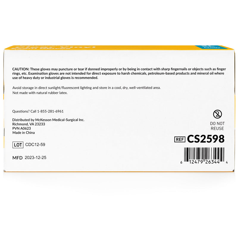 CareStock™ Exam Glove X-Large NonSterile Vinyl Standard Cuff Length Smooth Clear Not Rated (1230910_CS) 1000/CS