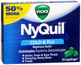 NyQuil® Cold and Cough Relief 325 mg - 15 mg - 6.25 mg Strength Gelcap 24 per Box (777452_CT) 24/CT