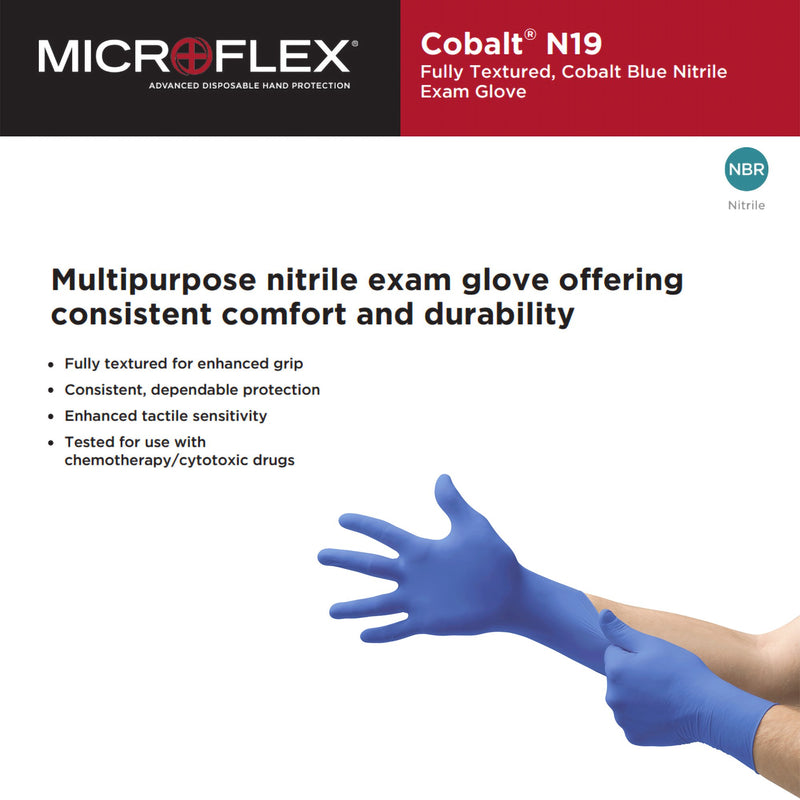 MICROFLEX® Cobalt® Exam Glove Large NonSterile Nitrile Standard Cuff Length Fully Textured Blue Not Rated (949836_BX) 100/BX