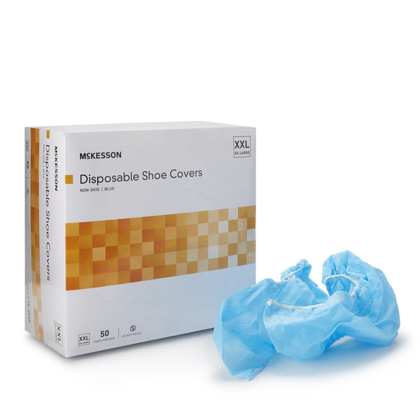 McKesson Shoe Cover 2X-Large Shoe High Nonskid Sole Blue NonSterile (651925_BX) 1/BX