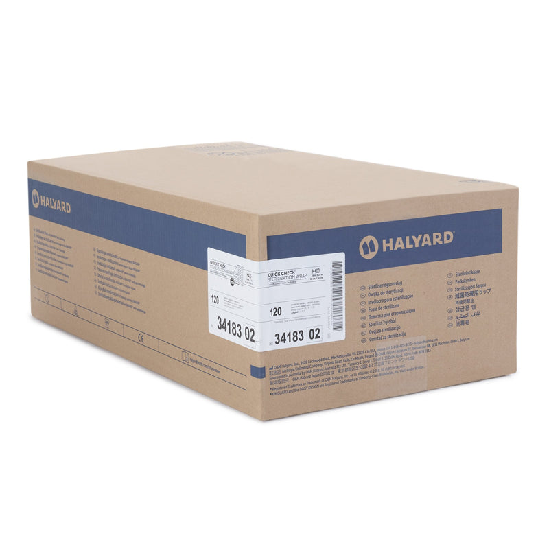 QUICK CHECK* H400 Sterilization Wrap White / Blue 24 X 24 Inch Dual Layer SMS Polypropylene Steam / EO Gas / Hydrogen Peroxide (810872_PK) 60/PK