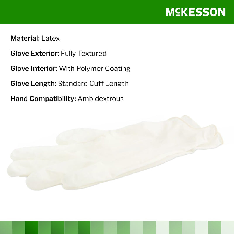 McKesson Confiderm® Exam Glove Medium NonSterile Latex Standard Cuff Length Fully Textured Ivory Not Rated (921598_BX) 100/BX