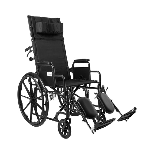 McKesson Reclining Wheelchair Desk Length Arm Swing-Away Elevating Legrest Black Upholstery 18 Inch Seat Width Adult 300 lbs. Weight Capacity (1065290_EA) 1/EA