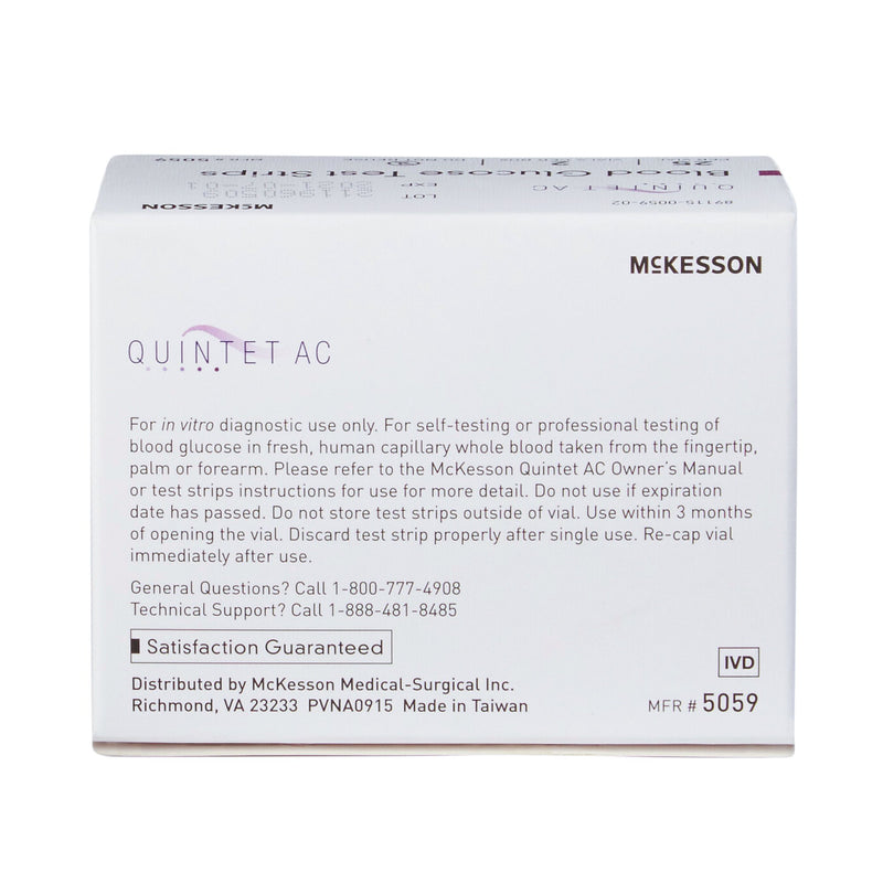 Quintet AC® Blood Glucose Test Strips 50 Strips per Pack (854636_CS) 20/CS