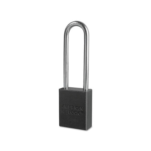 American Lock Solid Aluminum Padlocks, 1/4 in Diam., 3 in L X 3/4 in W, Black (045-A1107BLK) Each