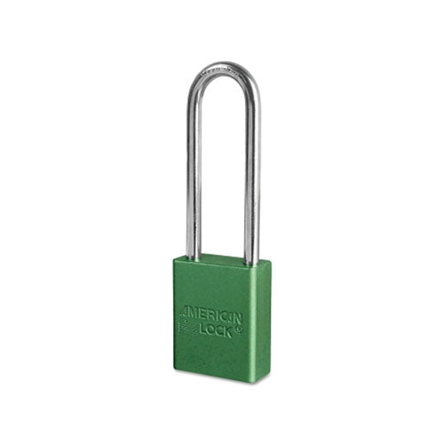 American Lock Solid Aluminum Padlocks, 1/4 in Dia, 3 in L X 3/4 in W, Green (045-A1107GRN) Each