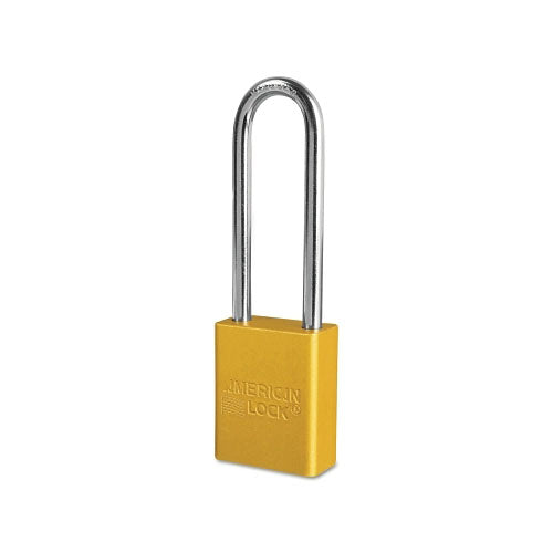 American Lock Solid Aluminum Padlocks, 1/4 in Dia, 3 in L X 3/4 in W, Yellow (045-A1107YLW) Each