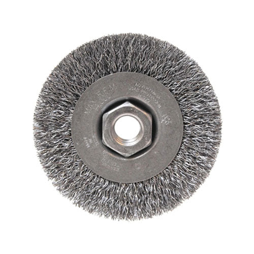 Anchor Brand® Light Duty Crimped Wheel Brushes, 4 D x 1/2 W, 0.014 Carbon Steel, 5/8" - 11 UNC (102-BW-450) Each