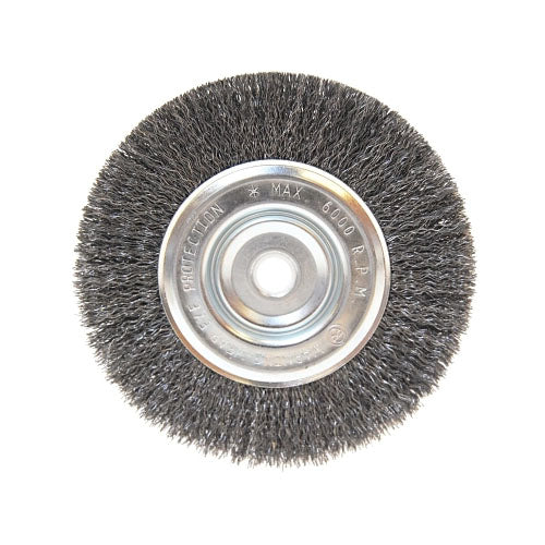 Anchor Brand® Light Duty Crimped Wheel Brushes, 6 D x 1/2 W, 0.014 Carbon Steel, 5/8 in - 1/2 in (102-BW-605) Each