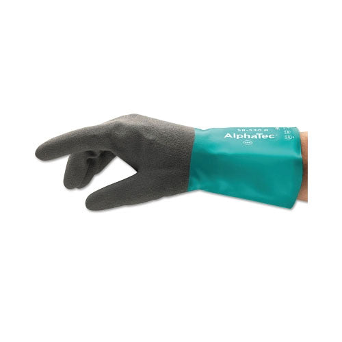 Ansell AlphaTec® 58-530B/58-535B Gloves, 8, Grey/Teal, 12 in Cuff, 58-530B (012-58-530B-080) Bag of 6