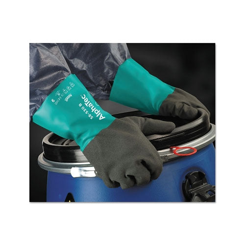 Ansell AlphaTec® 58-530B/58-535B Gloves, 9, Grey/Teal, 12 in Cuff, 58-530B (012-58-530B-090) Bag of 6
