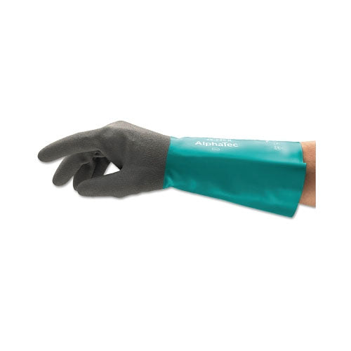 Ansell AlphaTec® 58-530B/58-535B Gloves, 9, Grey/Teal, 14 in Cuff, 58-5035B (012-58-535B-090) Bag of 6