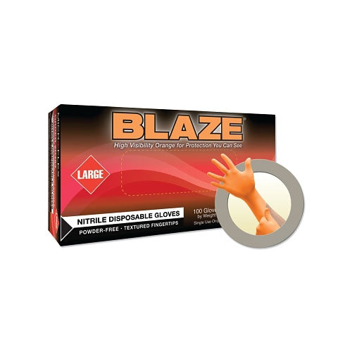 Ansell Blaze® N48 Nitrile Exam Gloves, Beaded Cuff, Unlined, X-Large, Orange, 5 mil (748-N484) 100 EA / BX