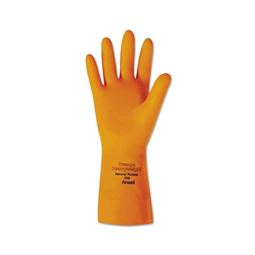 Ansell Heavyweight Latex Gloves, Diamond Grip, Size 8, Flocked Lining, Orange (012-208-8) 1 Dozen