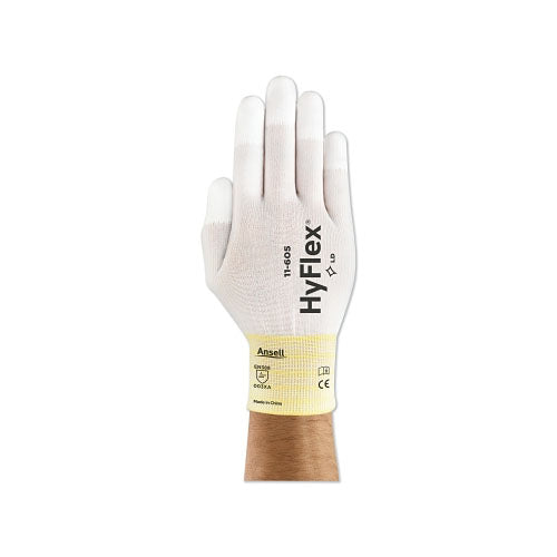 Ansell HyFlex® 11-605 Fingertip-Coated Gloves, Size 6, White (012-11-605-6) 1 Dozen
