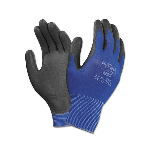 Ansell Hyflex® 11-618 Polyurethane Palm Coated Gloves, Size 10, Black/Dark Blue (012-11-618-10) 1 Dozen