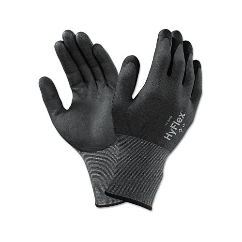 Ansell HyFlex® 11-844 Nitrile Foam Palm Coated Gloves, Size 8, Black/Black and Gray (012-11-840-8) 1 Dozen