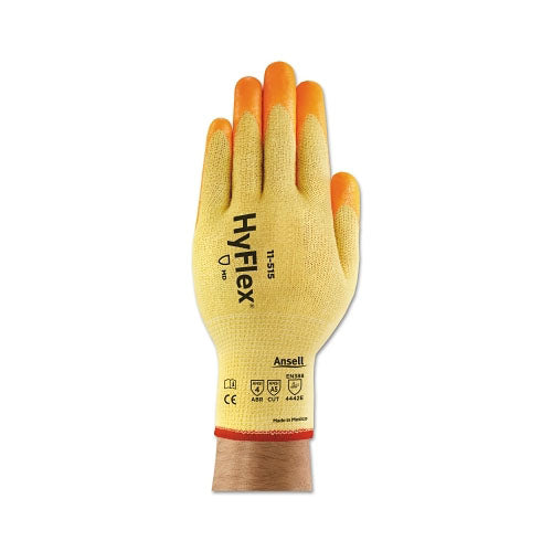 Ansell Hyflex Gloves, Nitrile Coated, Size 9, Orange (012-11-515-9) 1 Dozen