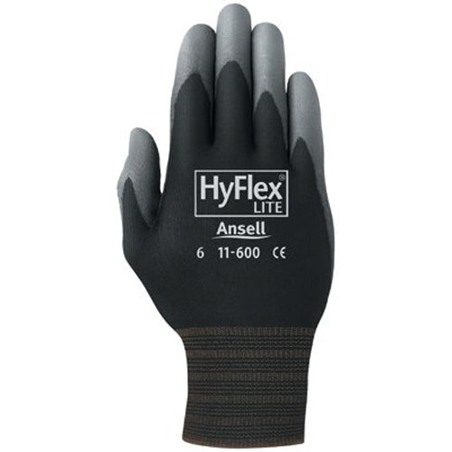 Ansell 11-600 Palm-Coated Gloves, Size 11, Black (012-11-600-11-BK) 12 Pairs