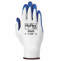 Ansell HyFlex NBR Gloves, 9, Blue/White (012-11-900-9) 12 Pairs