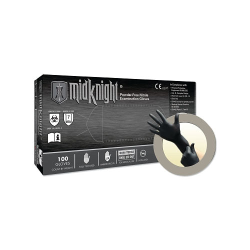 Ansell MidKnight® MK-296 Disposable Nitrile Gloves, 4.7 mil Palm, 5.5 mil Fingers, Large, Black (748-MK-296-L) 1 Box
