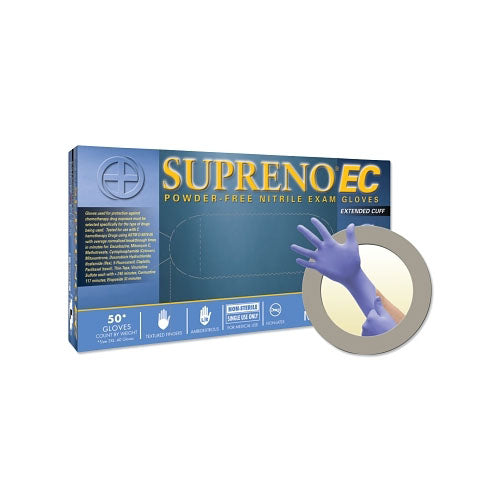 Ansell Supreno® EC SEC-375 Nitrile Disposable Gloves, 5.5 mil Palm, 8.3 mil Fingers, X-Large, Violet Blue (748-SEC-375-XL) 1 Box