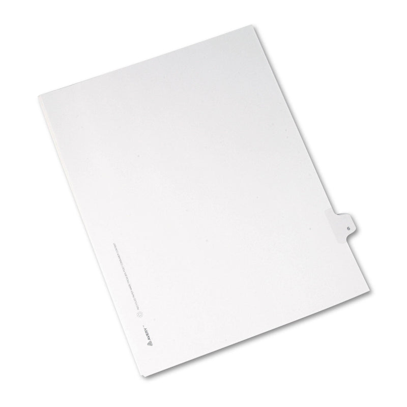 Avery&reg; Preprinted Legal Exhibit Side Tab Index Dividers, Allstate Style, 10-Tab, 6, 11 x 8.5, White, 25/Pack (AVE82204) Set of 25