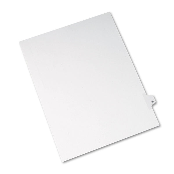 Avery&reg; Preprinted Legal Exhibit Side Tab Index Dividers, Allstate Style, 10-Tab, 21, 11 x 8.5, White, 25/Pack (AVE82219)