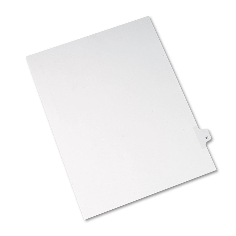 Avery&reg; Preprinted Legal Exhibit Side Tab Index Dividers, Allstate Style, 10-Tab, 21, 11 x 8.5, White, 25/Pack (AVE82219)