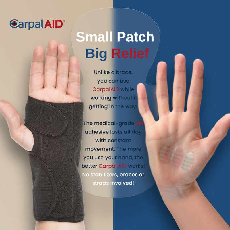 Carpal AID® Patch Hand-Based Carpal Tunnel Support Plastic Left or Right Hand Clear One Size Fits Most (1254008_PK) 30/PK