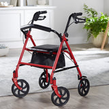 McKesson 4 Wheel Rollator Red Adjustable Height / Folding Steel Frame (1065268_EA) 1/EA