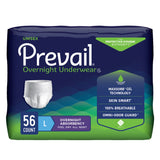 Prevail® Overnight Unisex Adult Absorbent Underwear Pull On with Tear Away Seams Large Disposable Heavy Absorbency (1189993_CS) 56/CS