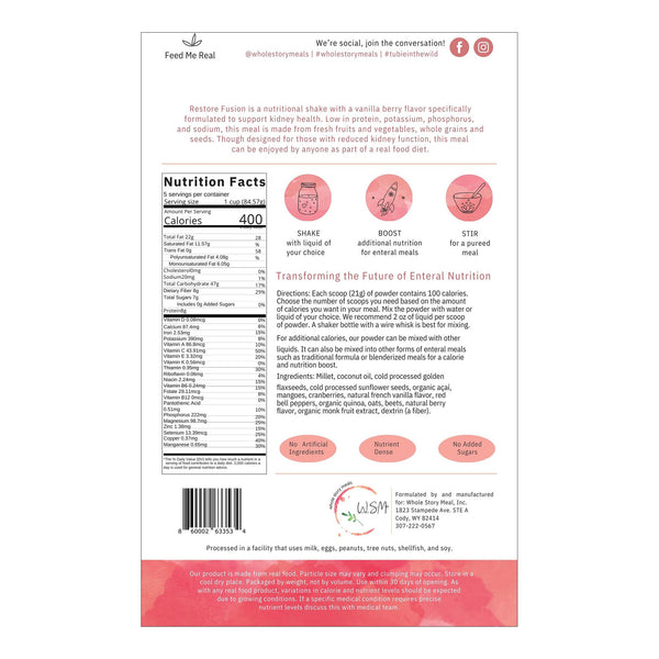 Restore Fusion Renal Support Oral Supplement Vanilla Berry Flavor Powder 16 oz. Pouch (1223931_EA) 1/EA