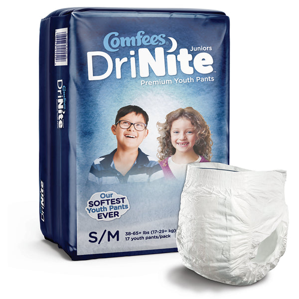 Comfees® DriNite® Juniors Unisex Youth Absorbent Underwear Pull On with Tear Away Seams Small / Medium Disposable Heavy Absorbency (1150965_CS) 68/CS