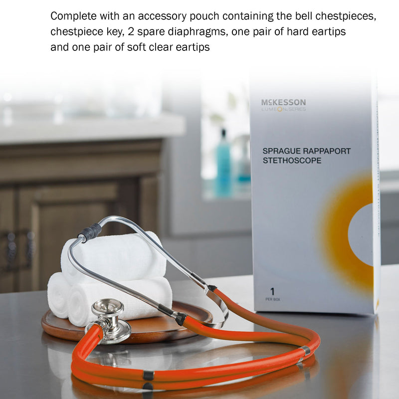 McKesson Sprague Stethoscope Orange 2-Tube 22 Inch Tube Double Sided Chestpiece (1089448_EA) 1/EA