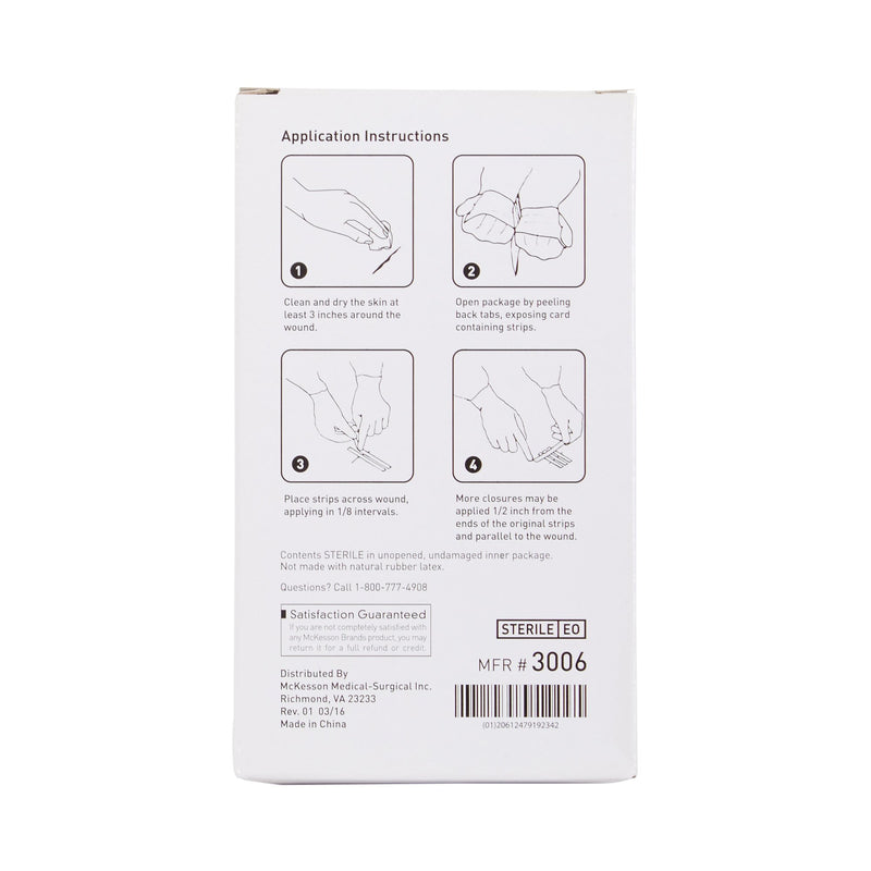 McKesson Skin Closure Strip 1/8 X 3 Inch Nonwoven Material Reinforced Strip White (876305_PK) 1/PK