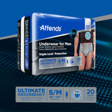 Attends® For Men Male Adult Absorbent Underwear Pull On with Tear Away Seams Small / Medium Disposable Heavy Absorbency (1039113_CS) 80/CS