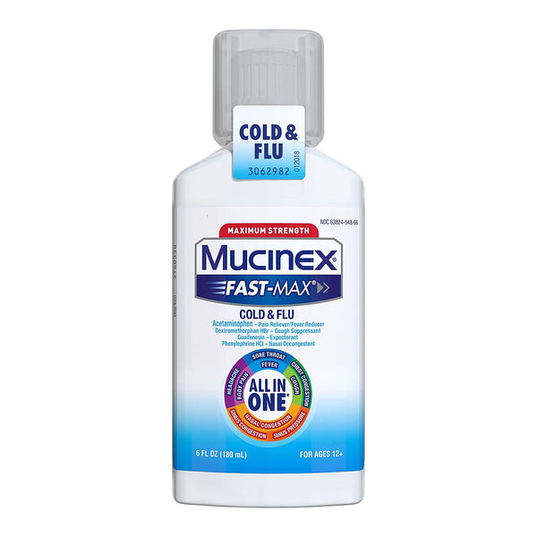 Mucinex® Fast-Max™ Cold & Flu Cold and Cough Relief 650 mg - 20 mg - 400 mg - 10 mg / 20 mL Strength Liquid 6 oz. (1120969_EA) 1/EA