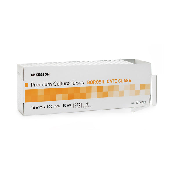 McKesson Test Tube Plain 10 mL Without Closure Glass Tube (1082087_CS) 1000/CS