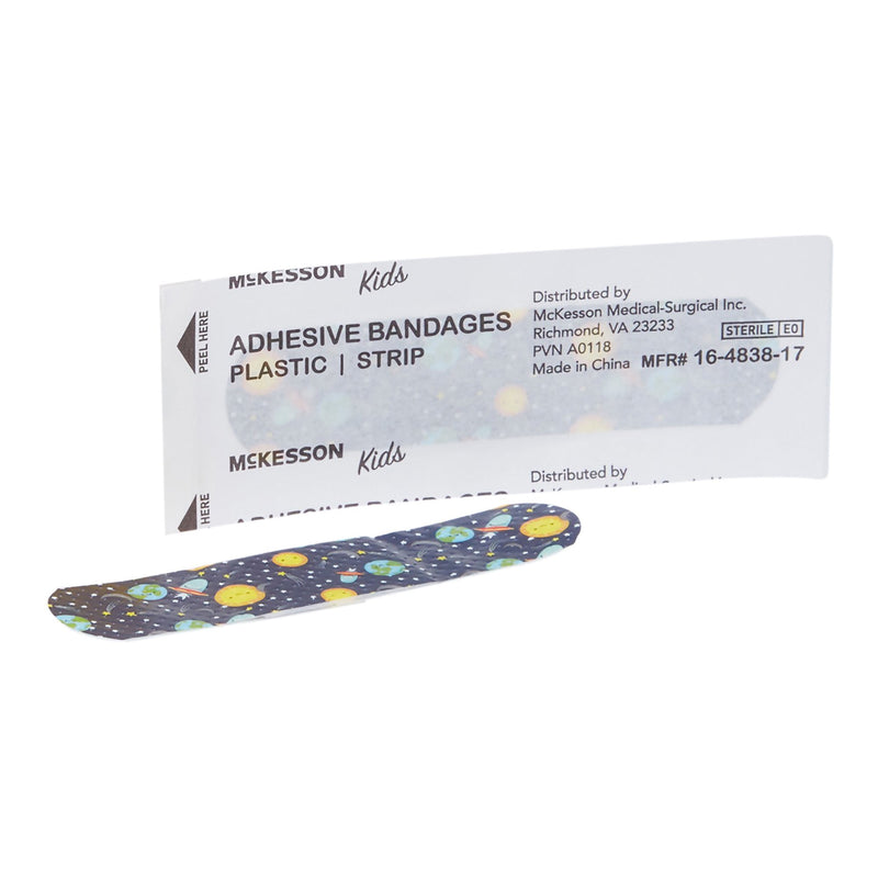 McKesson Kids™ Adhesive Strip 3/4 X 3 Inch Plastic Rectangle Kid Design (Assorted Prints) Sterile (1110980_CS) 2400/CS