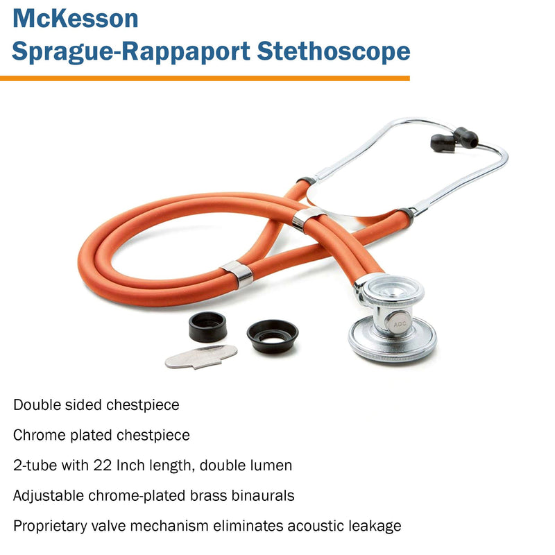 McKesson Sprague Stethoscope Orange 2-Tube 22 Inch Tube Double Sided Chestpiece (1089448_EA) 1/EA